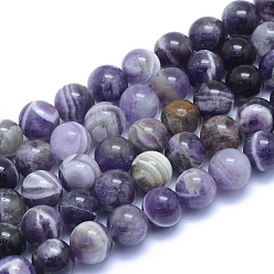 Amethyst Natural Amethyst Beads Strands, Round, 10~10.5mm, Hole: 0.8mm, about 40pcs/strand, 15.35 inch(39cm)