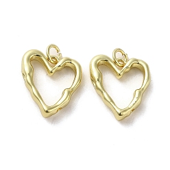 Real 18K Gold Plated Rack Plating Brass Pendants, Lead Free & Cadmium Free, Long-Lasting Plated, Heart Charm, Real 18K Gold Plated, 17x16x4mm, Hole: 3mm