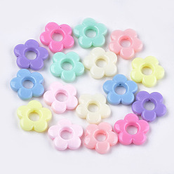 Mixed Color Opaque Acrylic Bead Frames, Flower, Mixed Color, Fit For 6mm Beads, 18x19x3.5mm, Hole: 1mm, about 650pcs/500g