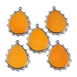 Топаз Нефрит Натуральный топаз нефрита подвески, покрытие стойки платинового цвета, латунь, прозрачные подвески-капли из кубического циркония, 30.5x23.5x2 мм, отверстие : 1.4 мм