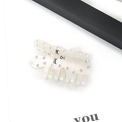 White Rabbit Cellulose Acetate Claw Hair Clips, Rhinestones Hair Accessories for Women & Girls, White, 65x32x47mm