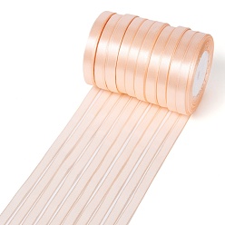 Light Salmon Single Face Satin Ribbon, Polyester Ribbon, Light Salmon, 3/8 inch(10mm), about 25yards/roll(22.86m/roll), 10rolls/group, 250yards/group(228.6m/group)