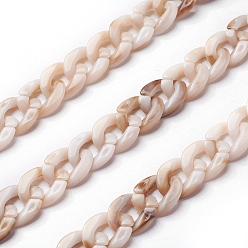 Antique White Acrylic Curb Chains, Antique White, Link: 13x10~10.5x2.5~3mm, about 70cm/strand, 27.56 inch