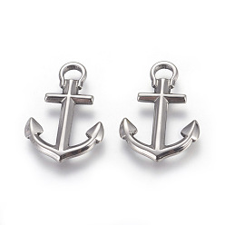Stainless Steel Color 201 Stainless Steel Pendants, Anchor, Stainless Steel Color, 30x20x3mm, Hole: 4x4.5mm