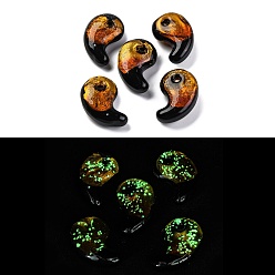 Золотистый Светящиеся бусины ручной работы из серебряной фольги лэмпворк, форма магатамы, золотые, 31x20x11 мм, отверстие : 3 мм