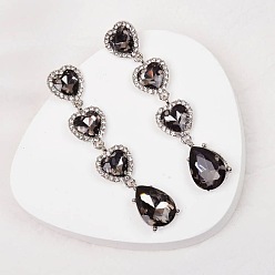 black Summer Retro Geometric Diamond Earrings Long Gradient Sapphire Love Drop Earrings Earrings