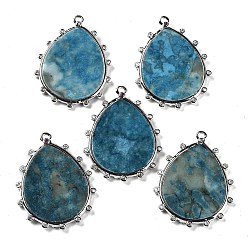 Говлит Природные подвески Говлит, покрытие стойки платинового цвета, латунь, прозрачные подвески-капли из кубического циркония, окрашенная и подогревом, 30.5x23.5x2 мм, отверстие : 1.4 мм