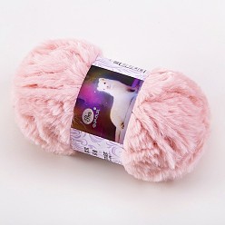 Pink Polyester & Nylon Yarn, Imitation Fur Mink Wool Chunky Yarn, for DIY Knitting Soft Coat Scarf, Pink, 13mm, about 32.81 Yards(30m)/Skein
