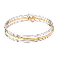 Золотой & Цвет Нержавеющей Стали Двухцветные 304 браслеты из нержавеющей стали, многорядные, простые браслеты для женщин, золотые и нержавеющая сталь цвет, внутренний диаметр: 2.34 дюйм (5.95 см)