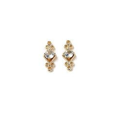 Azure Brass Pave Cubic Zirconia Connector Charms, DIY Jewelry Bracelet Accessories, Golden, Rhombus Links, Azure, 16x6mm
