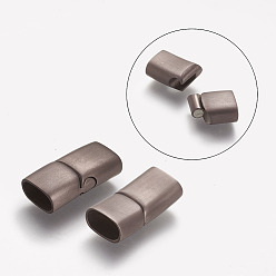 Red Copper 304 Stainless Steel Matte Magnetic Clasps with Glue-in Ends, Rectangle, Red Copper, 28x14x8mm, Hole: 6x12mm