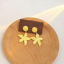 Amarillo Pendientes colgantes de acrílico para mujer, estrella de mar, amarillo, 51x32 mm