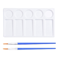 Mixed Color Painting Supplies, with Plastic Imitation Ceramic Palettes, Rectangular Watercolor Oil Palettes & Art Brushes Pen Value Sets, Mixed Color