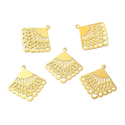 Golden Iron Filigree Joiners, Etched Metal Embellishments, Rhombus, Golden, 27x26x0.5mm, Hole: 1.4mm