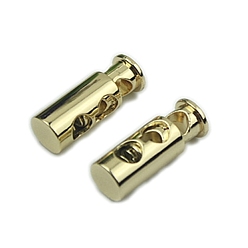 Golden Alloy Cord Locks, Clothing Decoration Accessorise, Column, Golden, 30x12mm