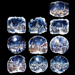 Moon 20Pcs Christmas PET Waterproof Self-Adhesive Stickers, Winter Decals for DIY Photo Album Diary Scrapbook Decoration, Moon, 85x155x2mm, Sticker: 60x100mm