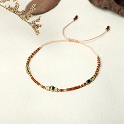 BR0406 Bohemian Style Handmade Braided Friendship Bracelet with Semi-Precious Beads for Women