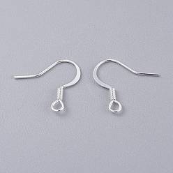 Silver 304 Stainless Steel French Earring Hooks, Flat Earring Hooks, Ear Wire, Silver, 17~18x16x1.5mm, Hole: 2.5mm, 20 Gauge, Pin: 0.8mm