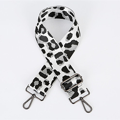 White Leopard Print Pattern Polyester Adjustable Wide Shoulder Strap, with Swivel Clasps, for Bag Replacement Accessories, Gunmetal, White, 80~130x5cm