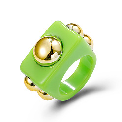 05 Green G-535 Cute Colorful Acrylic Couple Rings - Geometric Resin Ring, Lovely Hand Jewelry for Women.