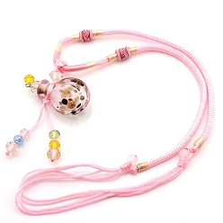 Pink Lampwork Perfume Bottle Necklaces with Ropes, Pink, 20.47~27.17 inch(52~69cm), Capacity: 1ml(0.03fl. oz)