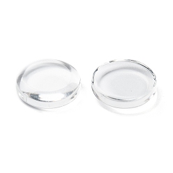 Clear Transparent Glass Cabochons, Double-Side Flat Round, Clear, 18x5mm