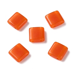 Dark Orange Opaque Acrylic Slide Charms, Square, Dark Orange, 5.2x5.2x2mm, Hole: 0.8mm