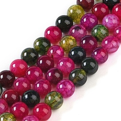 Светло-Вишневый Натуральные полосатые агатовые / полосатые агатовые бусинки, окрашенные, круглые, светло-вишневый, 6 мм, отверстие : 0.8 мм, около 32 шт / нитка, 7.60'' (19.3 см)