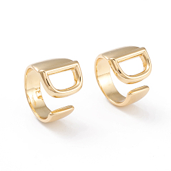 Letter D Brass Cuff Rings, Open Rings, Long-Lasting Plated, Real 18K Gold Plated, Letter.D, Size 6, 17mm
