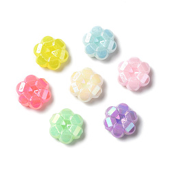 Mixed Color Opaque Acrylic Beads, AB Color Plated, Flower, Mixed Color, 10x4mm, Hole: 1.2mm, about 2500pcs/500g