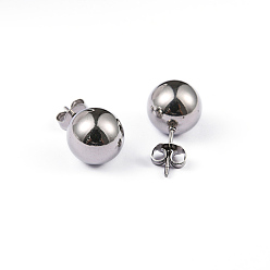 Stainless Steel Color 304 Stainless Steel Ball Stud Earrings, Hypoallergenic Earrings, Stainless Steel Color, 13x3mm, Pin: 0.8mm, 10pairs/board