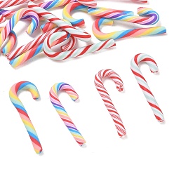 Mixed Color Handmade Polymer Clay Beads, No Hole/Undrilled, Christmas Candy Cane, Mixed Color, 30~32x11~12x3mm