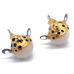 Gold Opaque Resin Pendants, Balloonfish Charms, Gold, 19.4x17.4mm