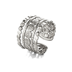 Нержавеющая Сталь Цвет Открытые манжеты из нержавеющей стали, широкие кольца для женщин, цвет нержавеющей стали, размер США 8 (18.1 мм)