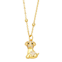 puppy Cute Bear Necklace with Heart Dog Pendant for Women Girls