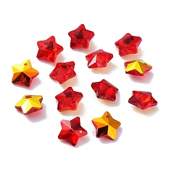 Red Glass Charms, Faceted Star, Red, 13x13.5x7mm, Hole: 1.2mm