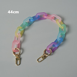 Colorful Acrylic Bag Handles, with Iron Clasp, for Bag Straps Replacement Accessories, Light Gold, Colorful, 44x2.3cm