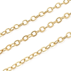 Настоящее золото 18K 3.28 ноги латунные кабельные цепи, пайки, Плоско-овальные, долговечный, без кадмия и без свинца, реальный 18 k позолоченный, ссылка: 2.5x2x0.3 мм.