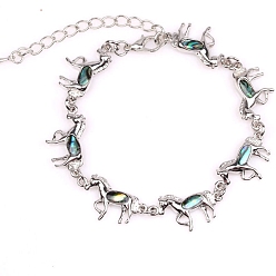 Horse Natural Shell Link Chain Bracelet for Women, Horse, 7-1/2 inch(19cm)