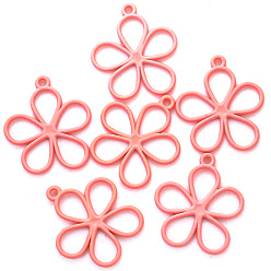 Pink DIY Jewelry Accessories Hollow Flower Alloy Pendant, Pink, 19x17mm