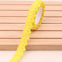 Yellow Lace Trim, Cotton Lace Ribbon, with Adhesive Back, For Sewing Decoration, Yellow, 5/8 inch(15mm), about 1.97 Yards(1.8m)/Roll