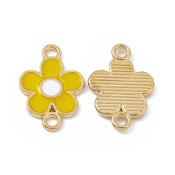 Gold Alloy Connector Charms, with Enamel, Flower Links, Light Gold, Gold, 18.5x12.5x1.5mm, Hole: 1.8mm