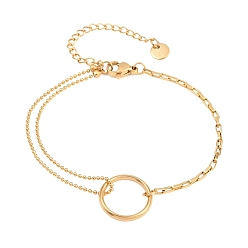 Золотой 304 Браслеты из нержавеющей стали: шариковые и коробчатые цепочки, ювелирные кольца для женщин, ионное покрытие (ip), долговечный, золотые, 6.69 дюйм (17 см)