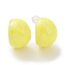 Желтый Серьги-гвоздики с эмалью, настоящие позолоченные украшения из латуни для женщин, желтые, 18 мм, штифты : 21x15 мм