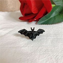 Electrophoresis Black Halloween Bat Alloy Adjustable Ring for Women, Electrophoresis Black, Inner Diameter: 17mm