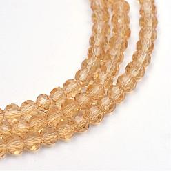 Peru Transparent Glass Bead Strands, Faceted(32 Facets) Round, Peru, 3~4mm, Hole: 0.5mm, about 140pcs/strand, 22.8 inch