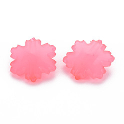 Ярко-Розовый Имитации акриловых шариков желе, граненые, снежинка, ярко-розовый, 15x14x6 мм, отверстие : 1.6 мм, Около 970 шт / 500 г