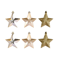 Pale Goldenrod Star Plastic Ornaments, Christmas Tree Hanging Decorations, for Christmas Party Gift Home Decoration, Pale Goldenrod, 80mm, 6pcs/bag