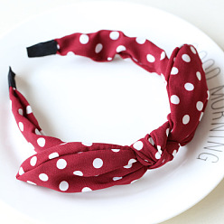 Dot wine red Cute Bunny Ear Wide Headband Hair Accessories for Women Girls
