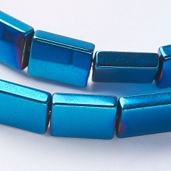 Blue Plated Vacuum Plating Electroplate Non-magnetic Synthetic Hematite Beads Strands, Grade A, Rectangle, Blue Plated, 8x6x2mm, Hole: 1mm, about 50pcs/strand, 15.7 inch(40cm)